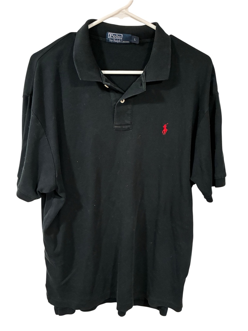 Ralph Lauren Polo Shirt Men Size Large Black Pullover Cotton Short Sleeve Golf